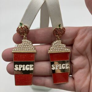 Sugarfix BaubleBar Pumpkin‎ Spice Latte Rhinestone Dangle Earrings Fall